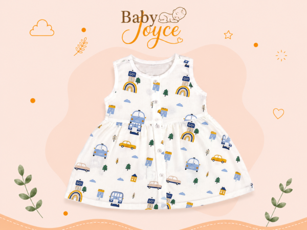 Muslin Button Frock - Car & Truck