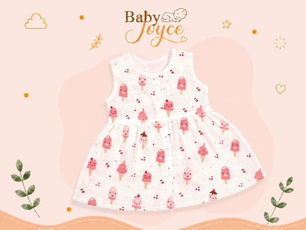 Muslin Button Frock - Icecream