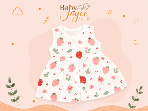 Muslin Button Frock - Strawberry