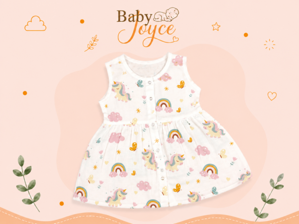 Muslin Button Frock - Unicorn