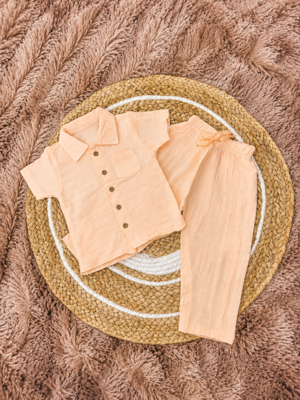 Crinkle Top & Pant- Peach