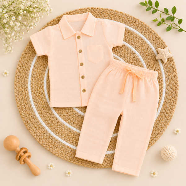 Crinkle Top & Pant- Peach